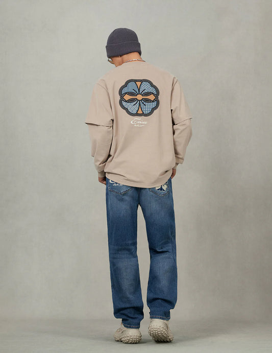 SASHIKO KAMON PRINTED LONG SLEEVE
