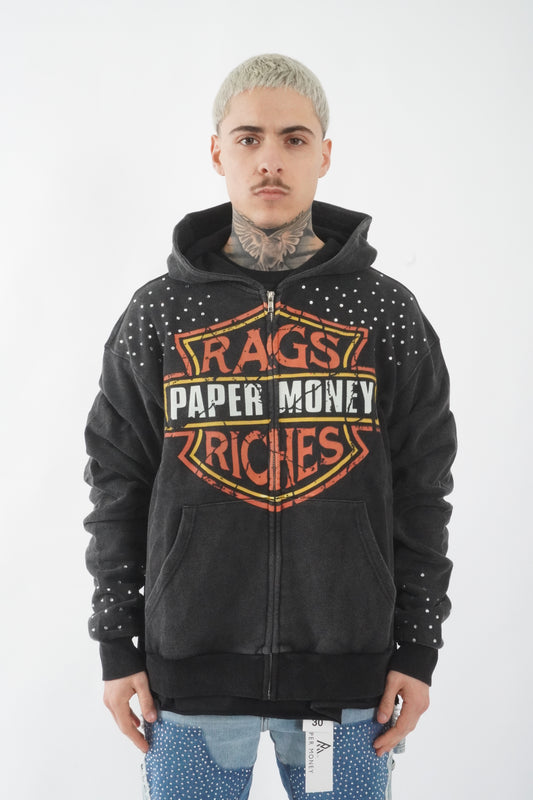 Moto Hoodie with Rhinestones