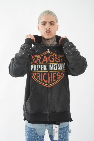 Moto Hoodie with Rhinestones