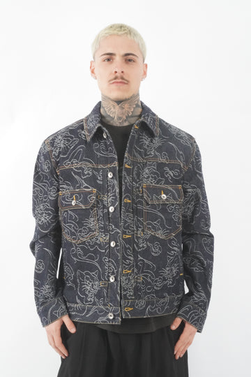 LEOPARD JAQUARD DENIM JACKET