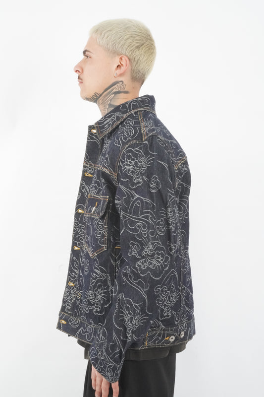 LEOPARD JAQUARD DENIM JACKET