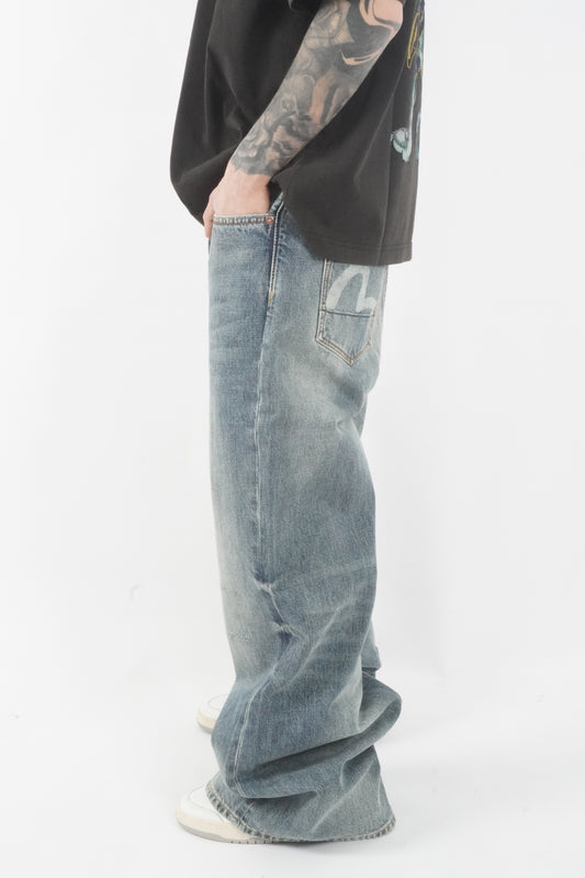 SEAGULL PRINTED POCKET FLARE JEANS