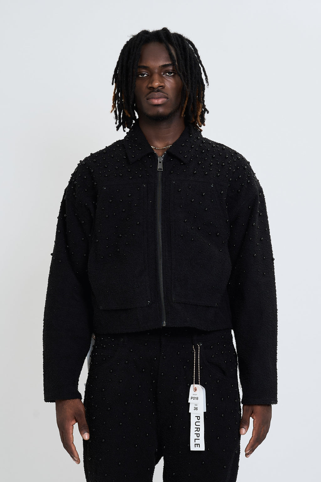 CROP TEXTURE D PEARL JACKET