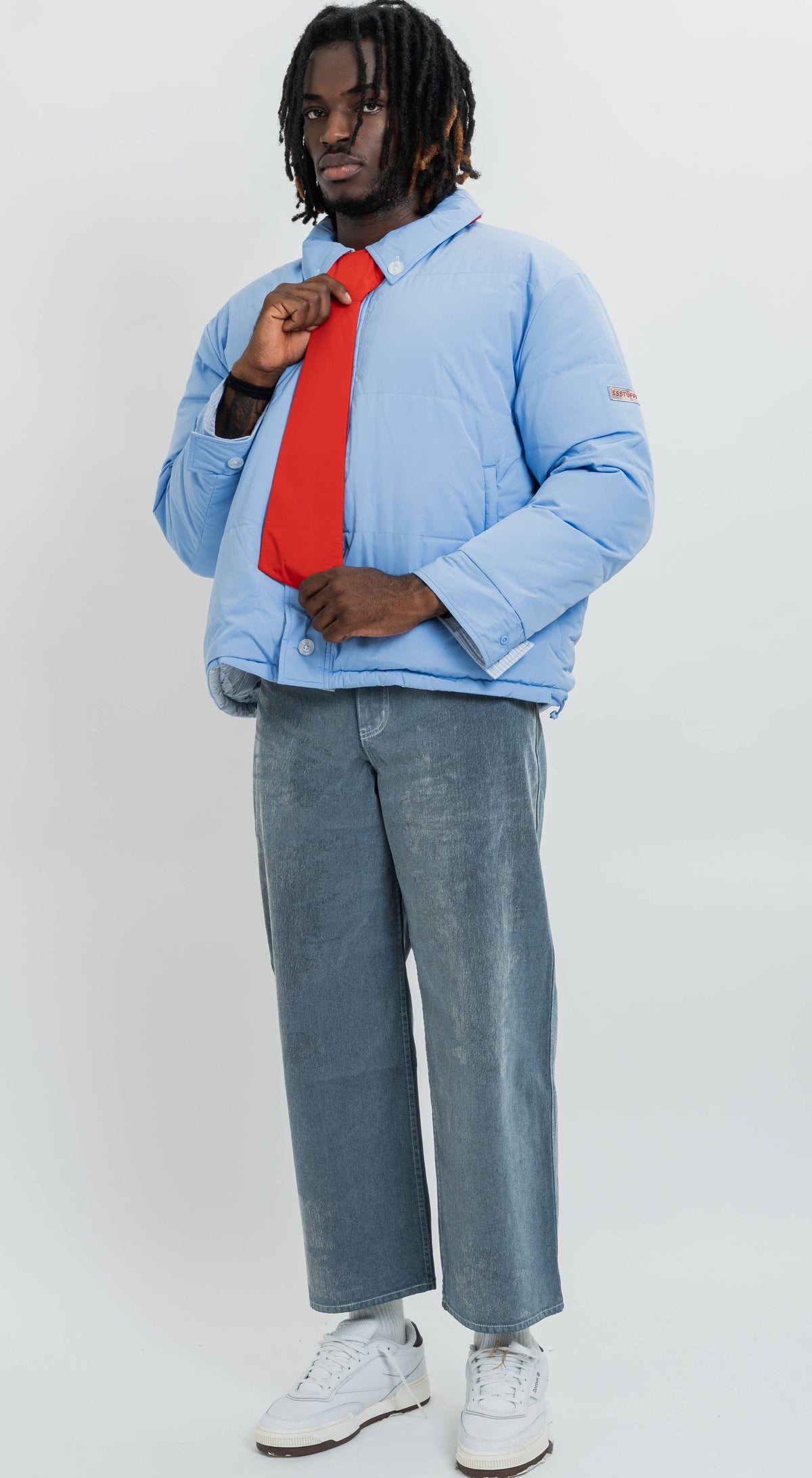 REVERSIBLE TIE SHIRT PUFFER