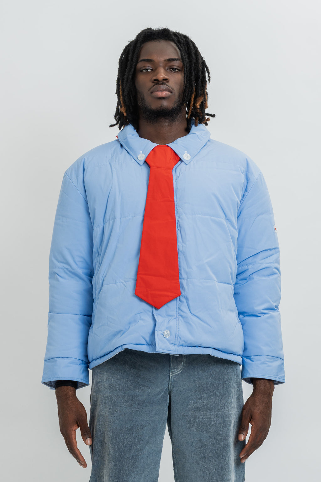 REVERSIBLE TIE SHIRT PUFFER