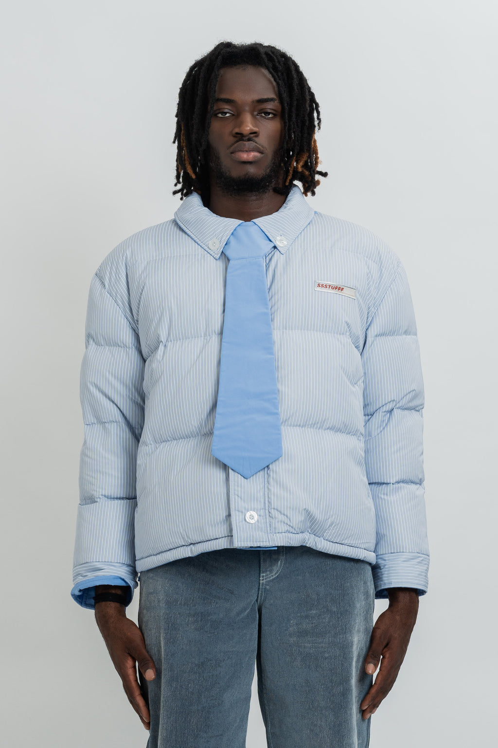 REVERSIBLE TIE SHIRT PUFFER